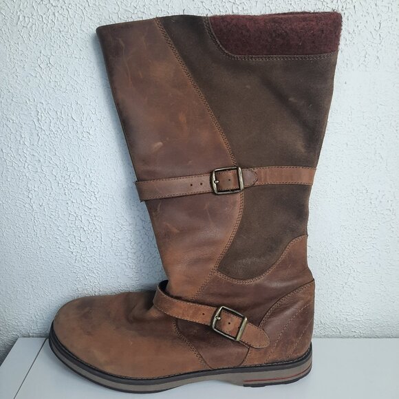 LL Bean Boots Womens 8 Wide Park Ridge Mid Calf Riding Side Zip Brown Leather - Picture 1 of 7